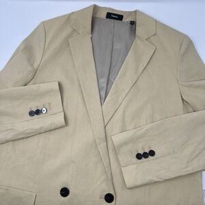 Theory Eco Crunch Wash DB Boy Jacket Blazer‎ Linen Blend Butter Yellow Size 6